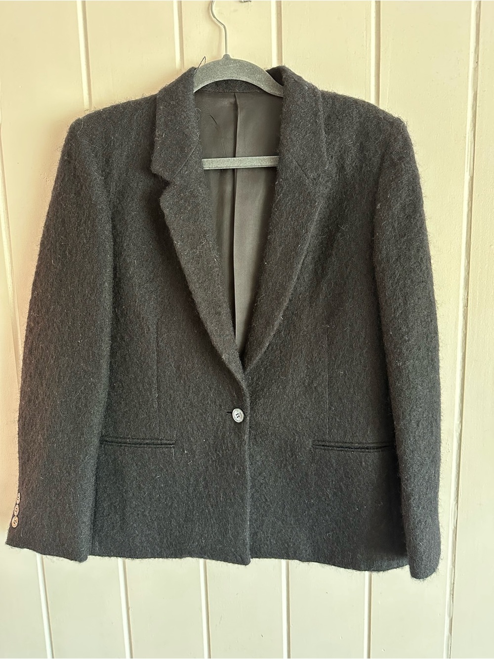 Vintage Single-Button Black Blazer
